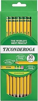 Ticonderoga Wood-Cased Pencils, Pre-Sharpened, 2 HB Soft, Yellow, 30 Count, 6 Packs/180 Count Total