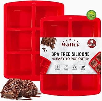 Mini Silicone Brownie Pan - 2 Piece 6-Cavity Non-stick Square Baking Pan, Perfect for Mini Brownies, Cornbread, Muffin and Cakes, BPA Free and Dishwasher Safe