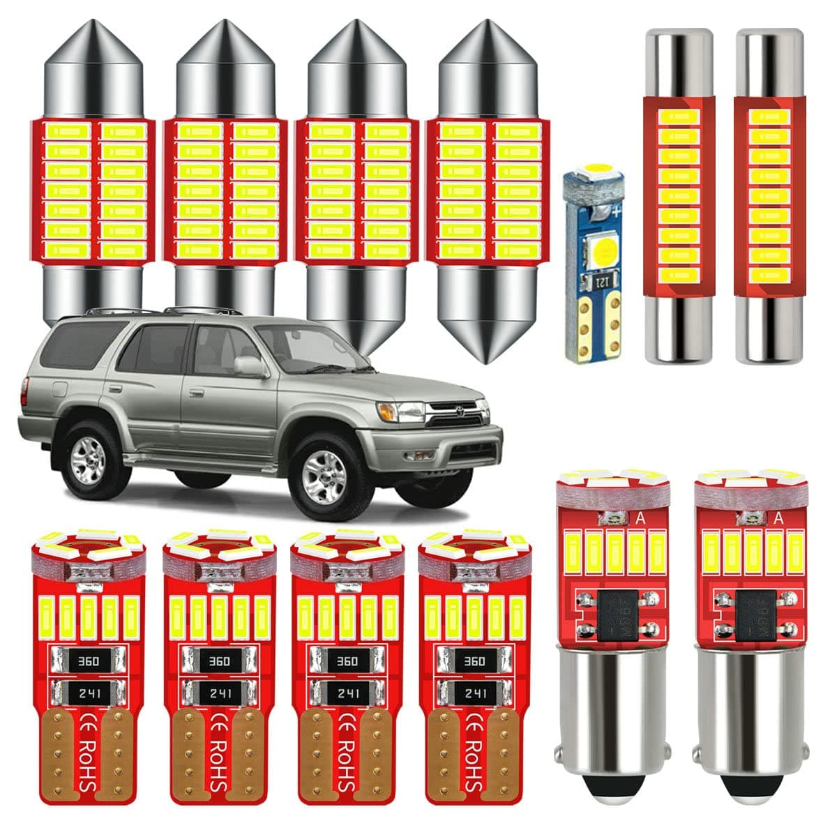 Interior LED Light Kit Compatible with 1996-2002 Toyota 4Runner (13-pc Bulb 6000k)