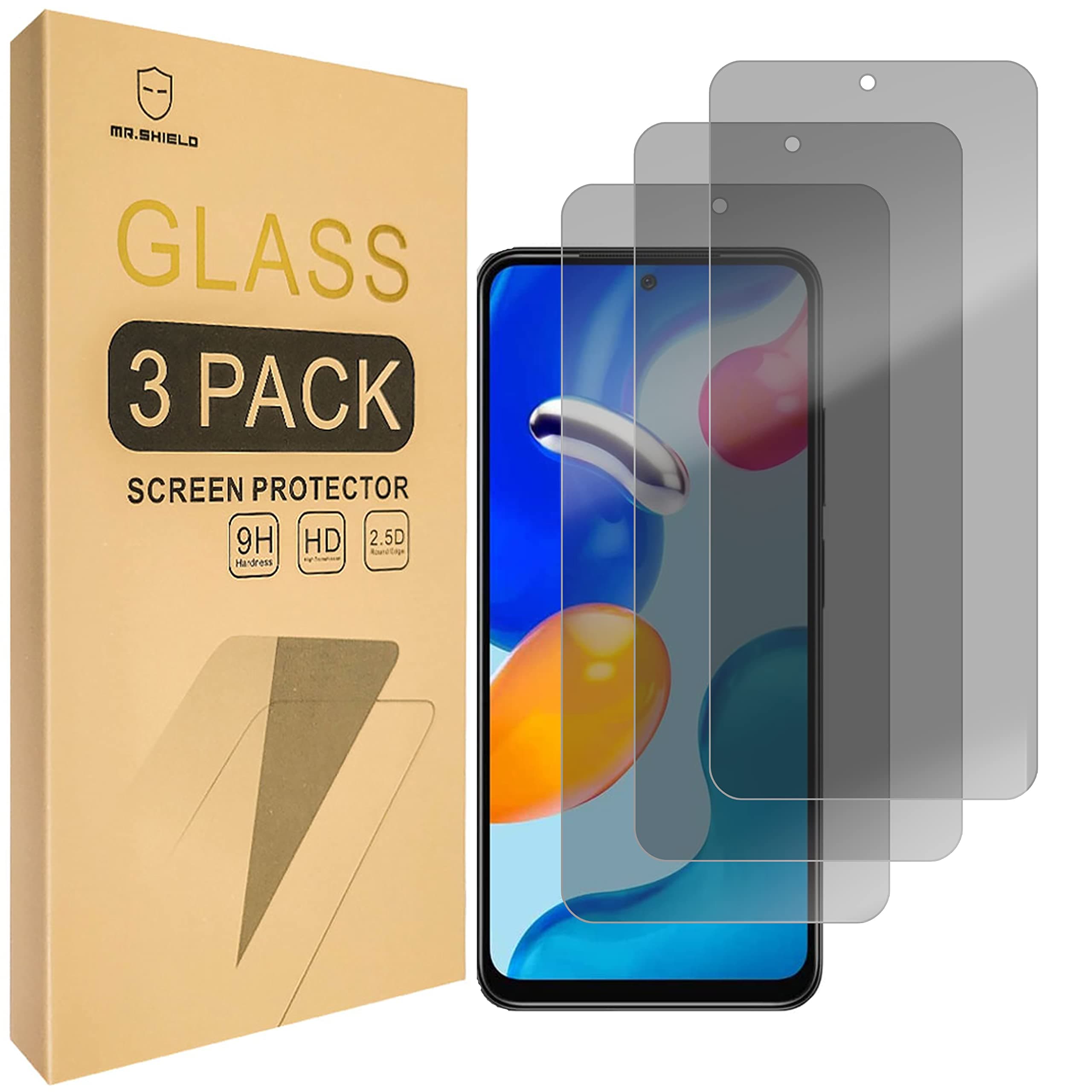 Mr.Shield Privacy [3-Pack] Screen Protector For Xiaomi (Redmi Note 11/11S 4G) 6.43 Inch [NOT Fit For 5G Version] [Tempered Glass] [Anti Spy] Screen Protector