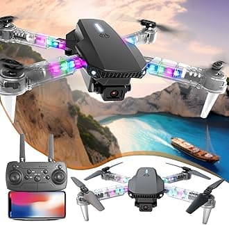 GenericSales Today Clearance Only, Drones with Camera for Adults 1080P, WiFi FPV Drone, Mini Drones with Transparent LED Folded Arms, 3 Flight Modes, Altitude Hold, Headless Mode, Trajectory Flight