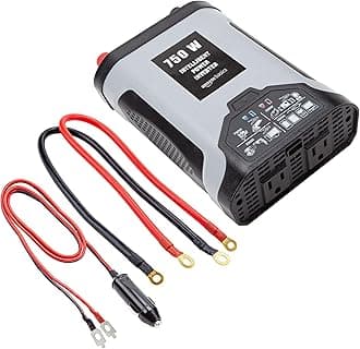 Amazon Basics 750W Car Power Inverter 12V to 110V for Vehicles, Grey, 8.34 x 5.2 x 2.2 inches