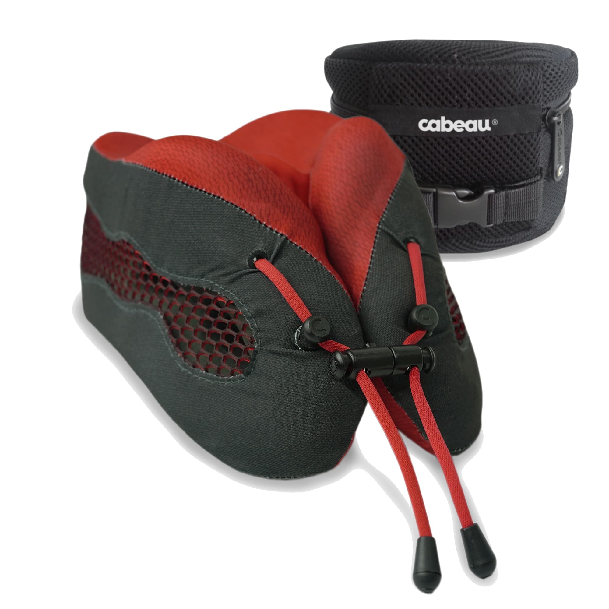 Cabeau The Air Circulating Head And Neck Memory Foam Evolution Cooling Travel Pillow - Red And Black