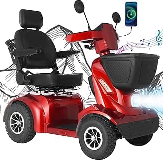MS02 MAX All Terrain 1000W Electric Mobility Scooter for Adults& Seniors - 500LBS Load & 32 Miles Range Powerd Wheelchair Device w/Off-Road Absorber, Bluetooth Speaker, Dual Baskets, LED Light System