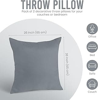 Utopia Bedding Throw Pillows Insert (Pack of 2, Grey) - 26 x 26 Inches Bed and Couch Pillows - Indoor Decorative Pillows