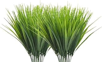 CATTREE Artificial Shrubs Bushes, Plastic Wheat Grass Green Leaves Fake Plants Wedding Indoor Outdoor Home Garden Verandah Kitchen Office Table Centerpieces Arrangements Christmas Decoration 4 pcs