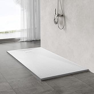 1400 x 700mm Shower Tray, Slip-Resistance Walk in Shower Trays with Shower Waste, Stylish and Durable Base for Shower Enclosure, White