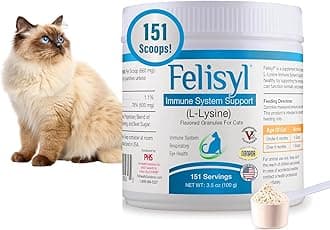 Felisyl L-Lysine Granules for Cats 100g (3.5 oz, 310 Servings) – Supports Immune, Respiratory, and Eye Health. Eases Sneezing, Runny Nose, and Watery Eyes. Tasty Salmon Flavor - Made in The USA
