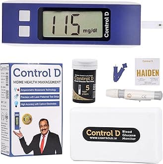 Control D Blue Diabetes Sugar Testing Machine with 5 Strips Glucometer