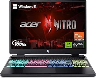 Acer Nitro 16 Gaming Laptop | AMD Ryzen 9 7940HS Octa-Core CPU | NVIDIA GeForce RTX 4070 Laptop GPU | 16" WQXGA 165Hz IPS Display | 16GB DDR5 | 1TB Gen 4 SSD | Wi-Fi 6E | KB with RGB Backlit | AN166 -41-R5