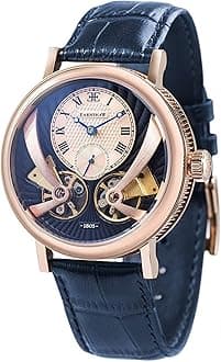 Men's 43 mm Beaufort Anatolia Double Barrel Automatic Watch with Open Heart Dial and Genuine Leather Strap ES-8059