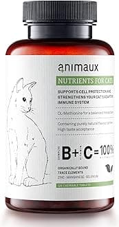 animaux Nutrients for Cats – 120 chewable tablets – Vitamins for cats, supports metabolism, immune system, skin & coat, with Vitamin B complex, Omega 3, Zinc & more
