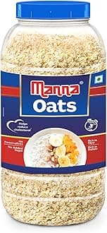 Manna Oats (1kg Jar) - Gluten Free Steel Cut Rolled Oats. High in Fibre & Protein. Helps Maintain Cholesterol. Good for Diabetics. Natural.