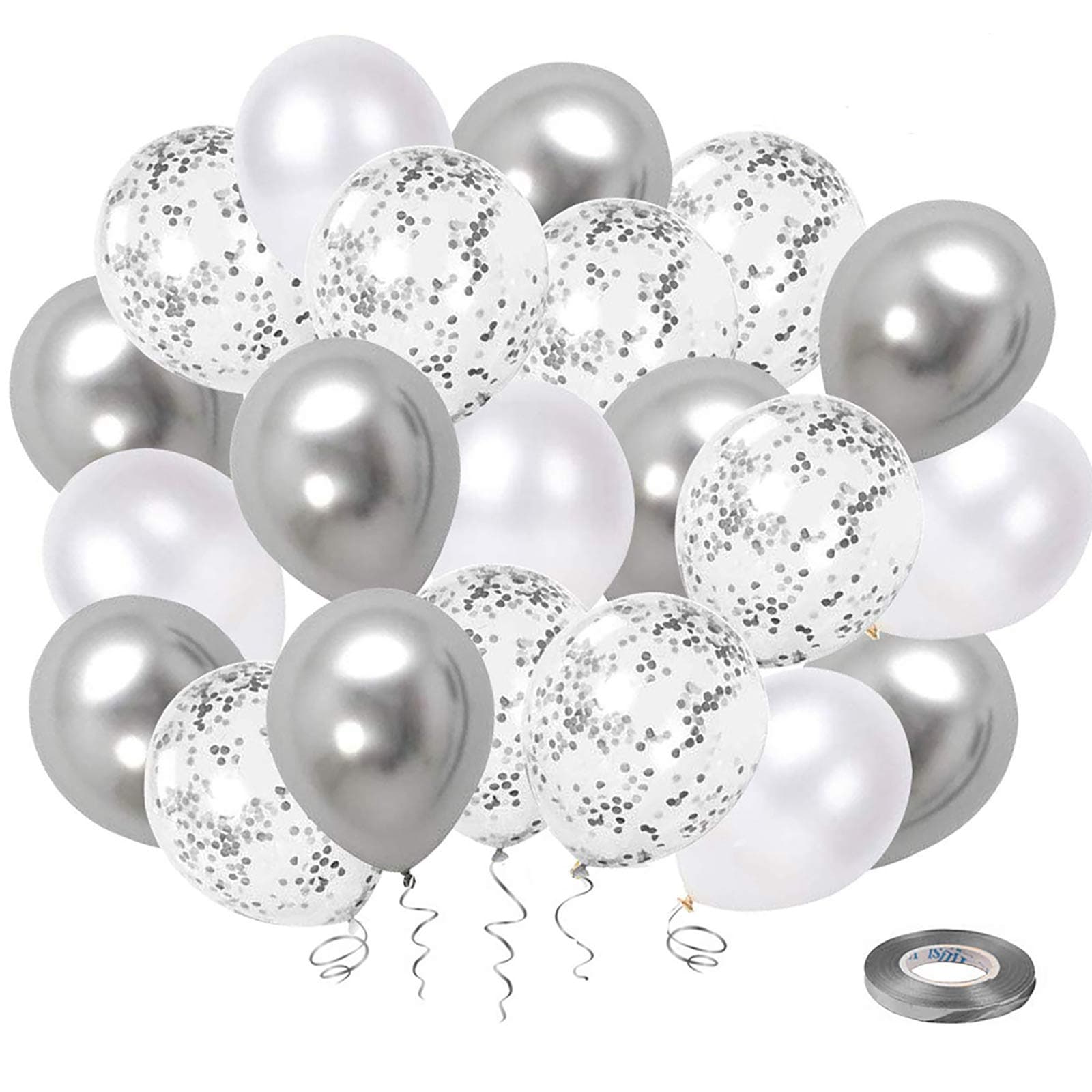 Silver & white balloons