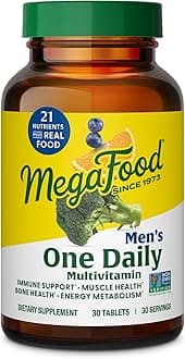 MegaFood Men's One Daily Multivitamin - with Zinc, Selenium, B Vitamins, D, and Real Food - Immune Support - Energy Metabolism - Muscle and Bone Health - Vegetarian - 30 Tabs