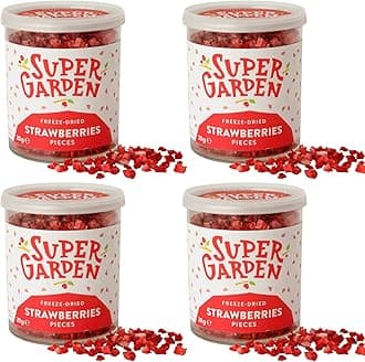Supergarden Super Garden Freeze Dried Strawberry Pieces - Flavourful, Nutritious Freeze Dried Strawberry Pieces – No Gluten, Preservatives or Added Sugar – Vegan Snack (4 pack)