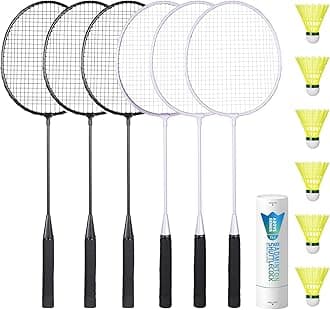 AboveGenius Badminton Rackets Set, Lightweight & Durable Badminton Set (Includes 6/12 Racquets, 6/12 Birdies), Outdoor Backyard & School Games for Adults, Teens, Families and Beginners