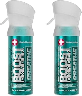 Boost Oxygen Pocket Size Breathe Menthol-Eucalyptus Aroma 3L Canister | Respiratory Support for Altitude, Performance & Health (2 Pack)