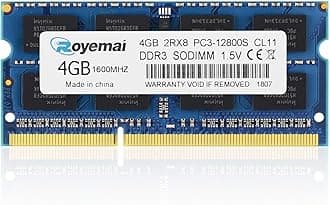 4GB DDR3 1600, ROYEMAI PC3-12800 RAM DDR3 2Rx8 PC3 12800S 1.5V CL11 204-pin 1600 mhz DDR3 Sodimm Notebook RAM Memory Modules for Laptop