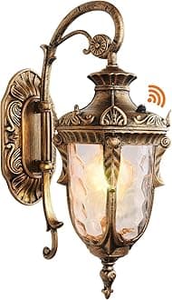 Dusk to Dawn Outdoor Wall Lights Exterior Light Fixture, Gold Porch Light Wall Mount with Light Sensor, Outside Wall Sconce Lighting Wall Lamp for Entrance Doorway Garage House (Gold)