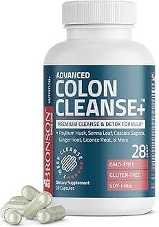 Advanced Colon Cleanse Premium 14 Day Cleanse & Detox Formula with Psyllium Husk, Senna Leaf, Cascara Sagrada, Ginger Root, Licorice Root & More, Non-GMO, 28 Capsules