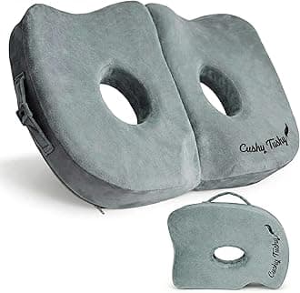 Cushy Tushy Seat Cushion | Premium Foldable Sit Bone Cushion for Pressure Relief, Hip, Hamstrings & Sciatica Comfort | Butt Pillow | Ergonomic Ischial Tuberosity Support for Home, Office & Driving