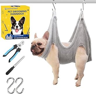 MAIYOUWENGDog Grooming Hammock for Nail Trimming,Dog Grooming Kit,Dog Grooming Sling,Grooming Tool for Pets,Nail Clippers/Trimmer,Pet Deshedding Brush,Nail File for Bathing(Small)