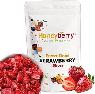 Freeze Dried Strawberry Slices 500g - 100% Natural Healthy Dry Strawberry - Perfect for Snacking, as Cake Decorations and Cocktail Garnish - Dehydrated from Frozen Berry Fruits for Drinks and Snack