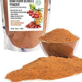 Ground Siberian Hawthorn Flour 300g (10.58 oz) w Sea Buckthorn Herbal Dried Fine Powder Tea Crataegus Sanguinea Hippophae Rhamnoides Siberia Altai Mountains Taiga