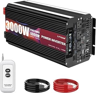 3000 Watt Power Inverter 12V to 110V 120V for Vehicle, Solar Inverter System, Heavy Duty, RV, Truck, Off Grid,Camping with 4 AC Outlets, LCD Display, Wireless Remote Control, Car Power Inverter