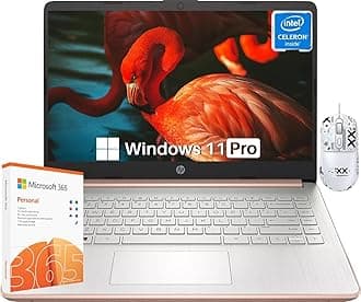 HP Stream 14 inch Laptop for Student Business, Intel Quad-Core N4120, 16GB RAM, 192GB Storage (64GB eMMC + 128GB Card), 1-Year Office 365, Webcam, Long Battery Life, WiFi, Win 11 H S, Accessories