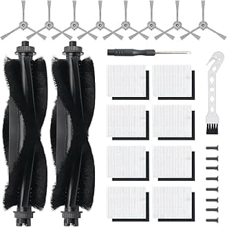 20Pcs Replacement Parts Accessories for Eufy L60 Series Eufy L50 Series Robot Vacuums Accessory kit, 2 Roller Brush, 8 HEPA Filters and foam filters, 8 Side Brushes, 1 Screwdriver 1 Clean Tool