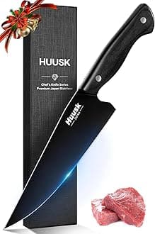 Japanese Chef Knife for Kitchen - 8in Stainless Kitchen Knife with Black Titanium Coating, All Purpose Cooking Knives for Vegetable & Meat Cutting, Ultra Sharp Gyuto Knives, Men's Christmas Gift