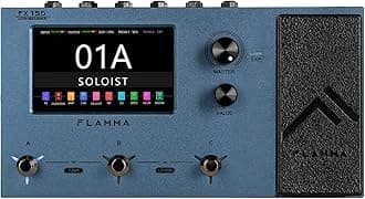 FLAMMA FX150 Multi Effects Processor Electric Guitar Pedal with Amp Modelling Cabinet Simulation Global EQ Touchscreen 160 Built-in Effects 180 Editable User Effects Slots Looper Main I/O Ports