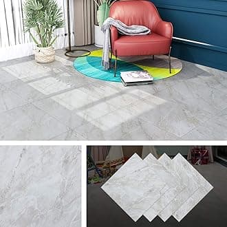 Livelynine Peel and Stick Floor Tile 12X12 Inch Concrete Grey Vinyl Flooring Peel and Stick on Floor Tile Stickers Bathroom Kids Bedroom Self Adhesive Floor Tiles Kitchen Laminate Waterproof, 4 Pack