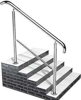 Staircase Handrail Porch Deck Patio Railing for Outdoor and Indoor 330lbs Side Load Stairs Handrailings Stainless Steel Fits 1-5 Steps (Style 2)
