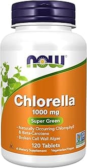 Supplements, Chlorella 1000 mg with naturally occurring Chlorophyll, Beta-Carotene, mixed Carotenoids, Vitamin C, Iron and Protein, 120 Tablets