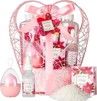 Valentines Day Gifts Basket Christmas Gifts for Women Spa Set Lily & Peony Home Spa Set, Beauty Personal Care Set Jojoba Oil, Spa Self Care Kit, Bath Body For Thank You, Birthday Gifts