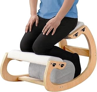 Adjustable Kneeling Chair, Wooden Ergonomic Chair Knee Chair Posture Chair - Improve Your Posture with an Angled Seat for Home,Office (Wood Color+ Pads)