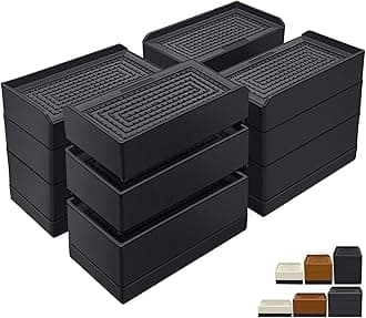 Furniture Risers 4 inch, Heavy Duty Furniture Elevator in Heights of 1.5, 3 or 4 Inch，Rectangle Raising Blocks for Bed, Couch, Desk, Sofa, Tables,Support Up to 1,300 Lbs (4 Pack-Black)