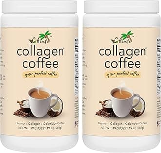 Collagen Coffee | Coconut Infused Colombian Blend Coffee with Anti-Aging Collagen | Antioxidants & Natural Energy | 2 Pack