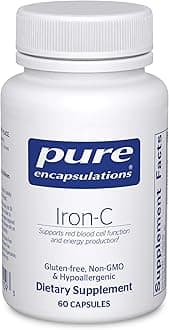 Pure Encapsulations Iron-C - 15 mg - 175 mg Vitamin C - Red Blood Cell Support* - Energy Production - Highly Bioavailable Iron Pill - Gluten Free & Vegan - 60 Capsules