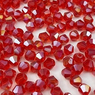 600pcs Bicone Crystal Beads 3mm Crystal Glass Faceted Beads for Necklace Bracelet Earrings DIY Jewelry Crafts Making Supplies(Red AB)