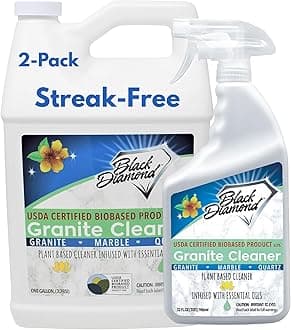 Black Diamond Stoneworks Granite Counter Cleaner: Natural Stone, Marble, Travertine, Tile, Quartz, Concrete Countertops & Antiques. QT and Gallon Combo