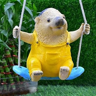 Poly-Resin Hanging Decor for Garden, Home, Gift (Swing Hedgehog)