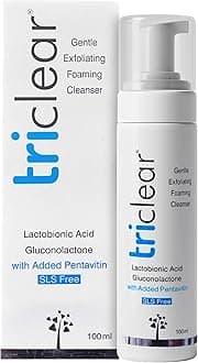 Triclear Gentle Foaming Cleanser, skin brightening, Cleansing, anti-aging, for Sensitive Skin, Soap Free, With Advanced PHAs, (100ml)