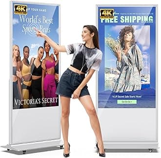 JIYANG 65 Inch 4K Digital Signage Display,Indoor Floor Standing Touchscreen Advertising Display Kiosk Android System,Commercial LCD Totem Support HDMI-in,Store Displays Screens and CMS System(White)