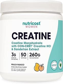 Creatine Monohydrate Powder for Women, Micronized, Peach Mango Flavor, 50 Servings - Vegetarian, Non-GMO, Gluten Free