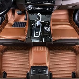 Custom Luxury Car Floor Mats Suitable for All Sedans, Sports Cars,SUV, Business Vehicles, Trucks, Waterproof and Anti Slip Fully Covered Leather Floor Mats (Light Brown-3D)