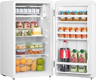 RCD93WH2UKRT(E) Under Counter Fridge Only, 93L Retro Freestanding Fridge with Chiller Box, Adjustable Thermostats, LED light, White